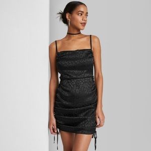 Wild fable black sleeveless ruched bodycon dress
